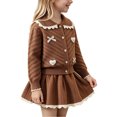 thumbnail image 2 of Kezqiaxn Travel Sets for Girls Fall Outfits Collared Knit Top and Skirt 2 Piece Matching Set Trendy Clothes Size 1-8, 2 of 6