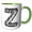 Green/White, variant on 3drose, Zebra Patterned Image of Balloon Monogram Z, 11oz Two-tone Blue Mug