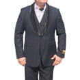 thumbnail image 1 of Mens Three Piece Dress Suits One Button Shawl Tuxedo Jacket Vest Pants | Royal Navy Gold, 1 of 1