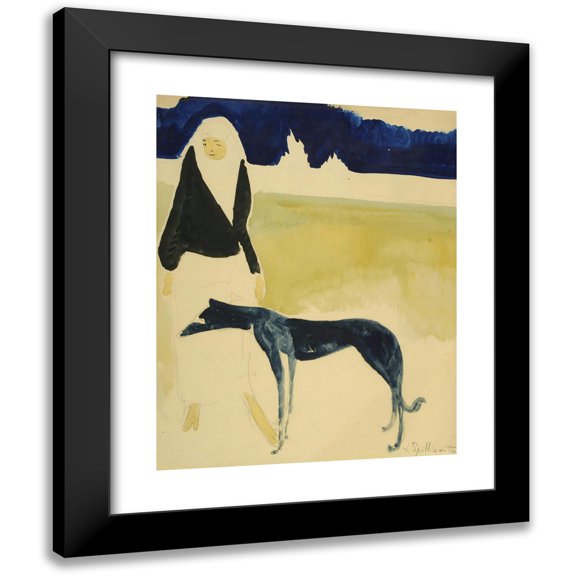 Léon Spilliaert 12x14 Black Modern Framed Museum Art Print Titled - Woman in the Greyhound (1917)
