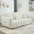 thumbnail image 2 of Muumblus Pure 3-Seater Sofa, 79.5" Teddy Upholstered Sofa Couch for Living Room, Beige, 2 of 7