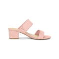 thumbnail image 3 of Women's Dual Straps Mid Chunky Heel Slide Sandals Light Pink 7, 3 of 8