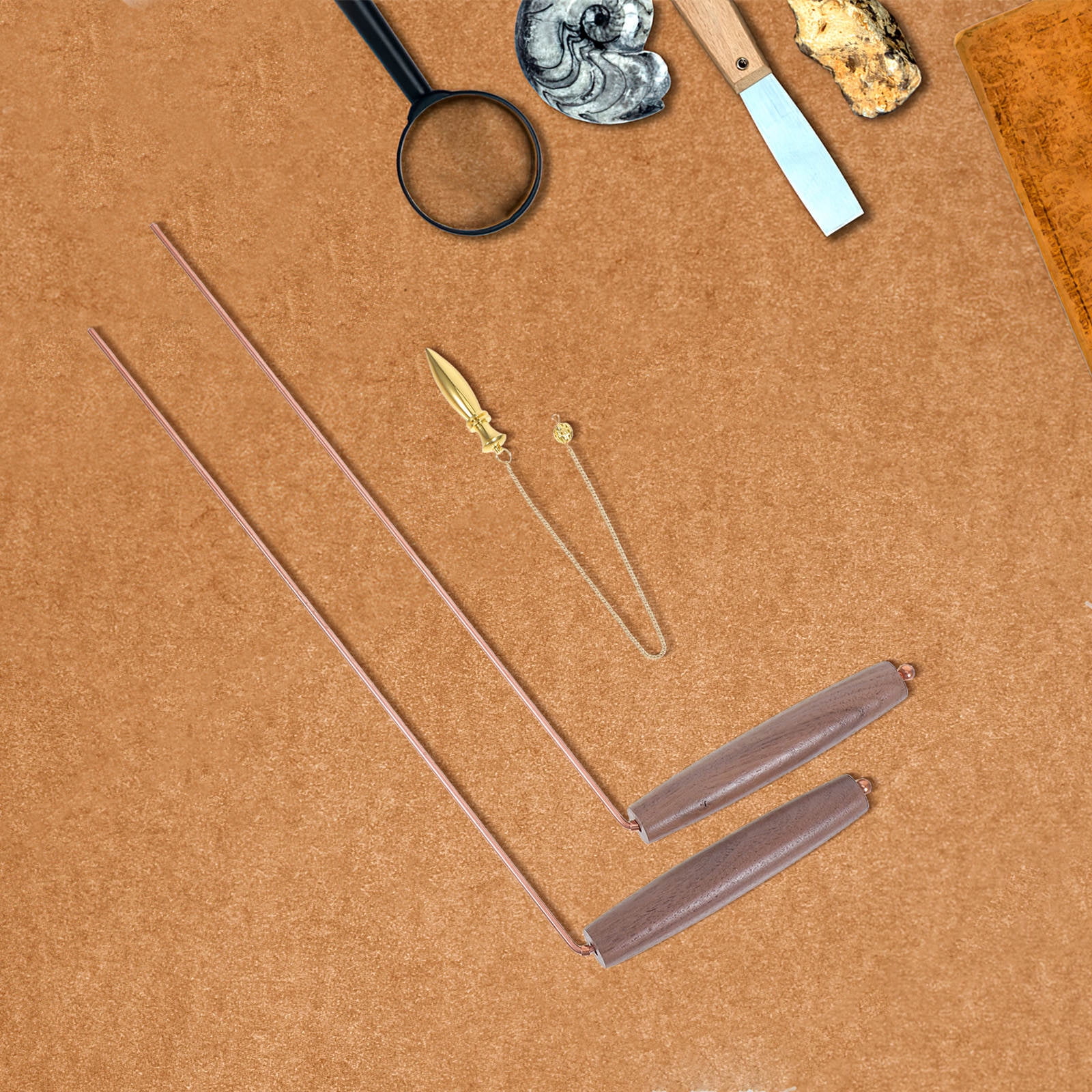 Hemoton 1 Set Handheld Copper Dowsing Rods For Spiritual Use And Treasure Hunting, Copper Divining Tools For Energy Seeking Portable Metal Detector Equipment