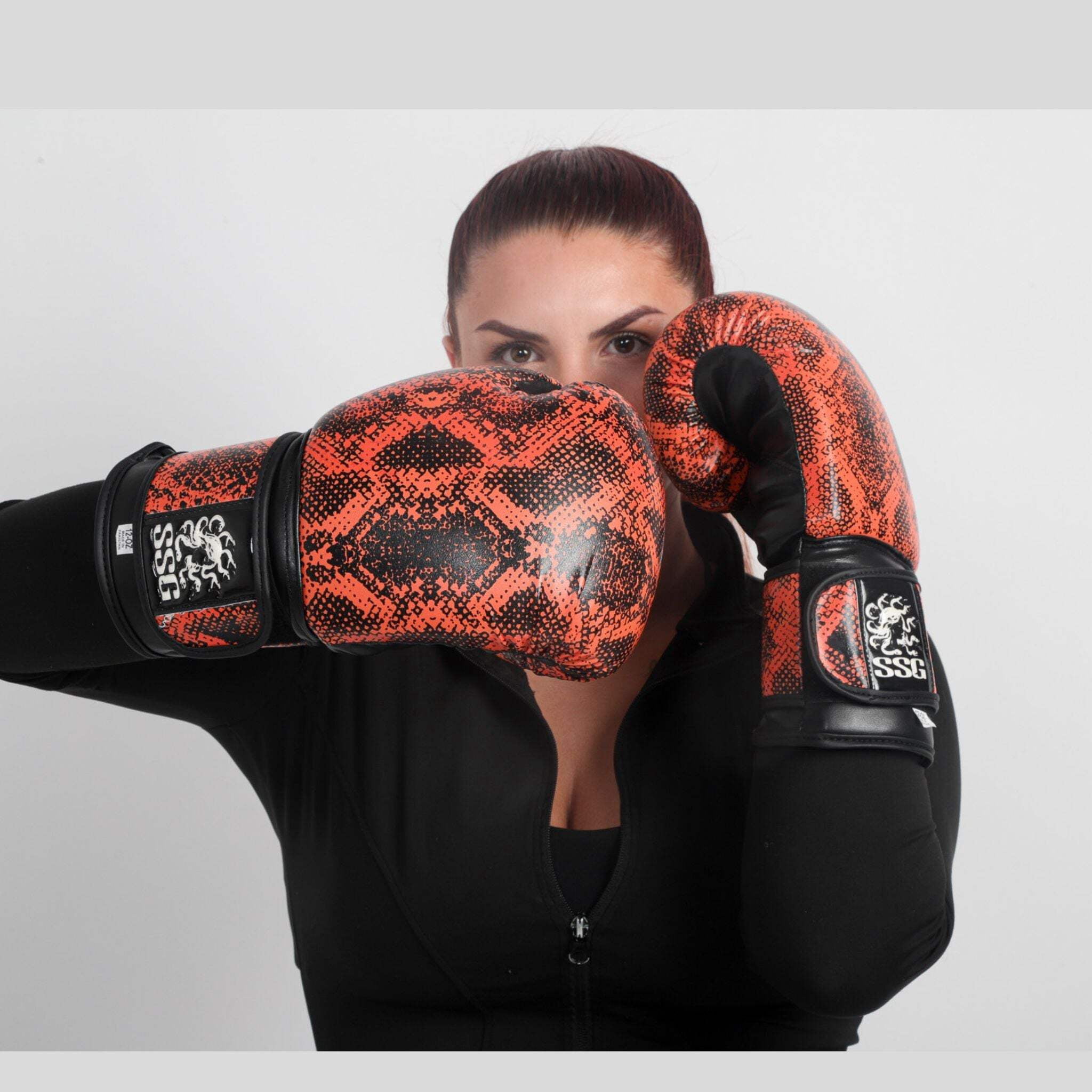 StoneStrikeGear Boxing Gloves – 12oz, Unisex, Synthetic Leather Training Gloves for Boxing, Sparring, & Bag Work – Smoldering Curse Orange/Black