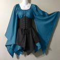 thumbnail image 2 of Kcodviy Médiéval pour Femmes Robe Trompette d'Été Manches Courtes Irlandaise Robe Décontractée avec Corset Robe Traditionnelle Halloween Femmes m Cosplay S Gothique Rétro Manches Longues Corset Robe, 2 of 8