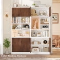 thumbnail image 5 of Homfa 75" Tall Bookcase with Doors & Adjustable Shelf, 3-Tier Cube Bookcase with Storage, Wood Farmhouse Display Cube Bookcase for Living Room Office, White, 5 of 7