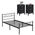 thumbnail image 2 of VECELO 3-Piece Bedroom Set, Metal Platform Bed Frame and 3-Drawer Nightstand, Twin Size, 2 of 8