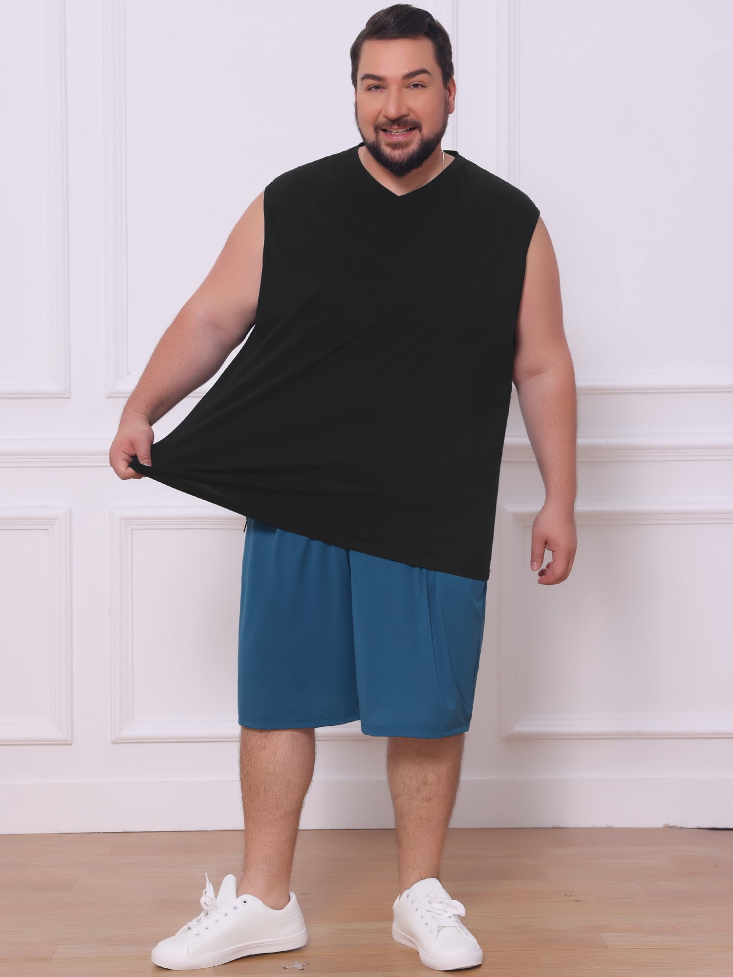 DARING DIVA Men's V-Neck Soft Breathable Sleeveless Undershirt Tank Top 2XL Black