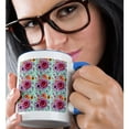 thumbnail image 2 of 3drose, Pretty Purple and Red Flowers Against a Mint Green Background, 11oz Two-tone Blue Mug, 2 of 6