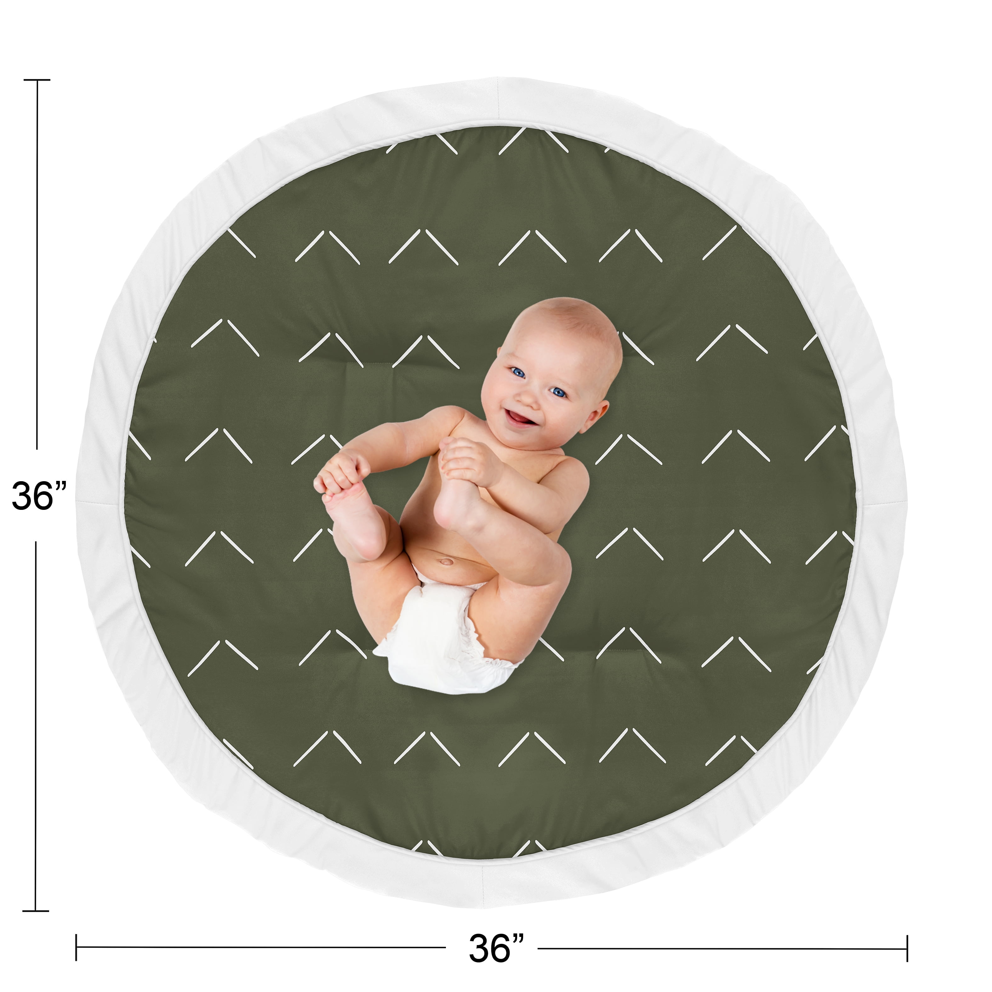 Sweet Jojo Designs Woodland Arrow Green and White Baby Play Mat