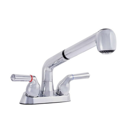 - LDR 012 52445CP Chrome Non-Metallic 2 Handle Laundry Faucet With Pullout Spout