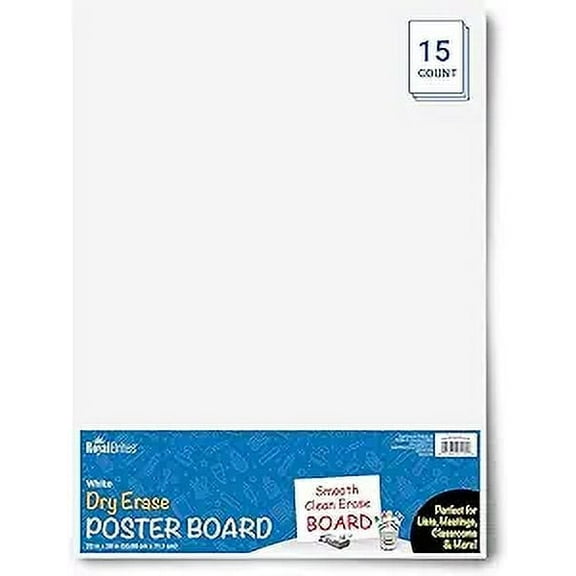 Royal Brites Dry Erase White Poster Board, 22"x28”,  pack of 15