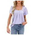thumbnail image 2 of Women'S Tunic Tops Loose Fit Short Sleeve Shirts Crew Neck Summer Casual Tops Purple S, 2 of 9