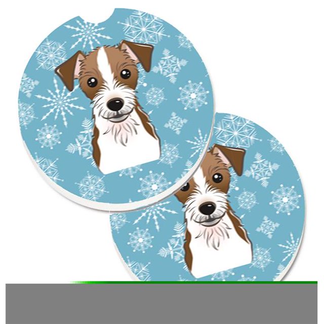 Snowflake Jack Russell Terrier Set of 2 Cup Holder Car Coaster