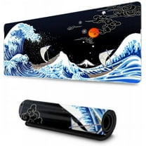 Large Gaming Laptop Mouse Pad, Sea Wave Big Laptop Desk Pads Non Slip Rubber Base Mousepad 35.4 X15.7 inches Table Mat for Office and Home