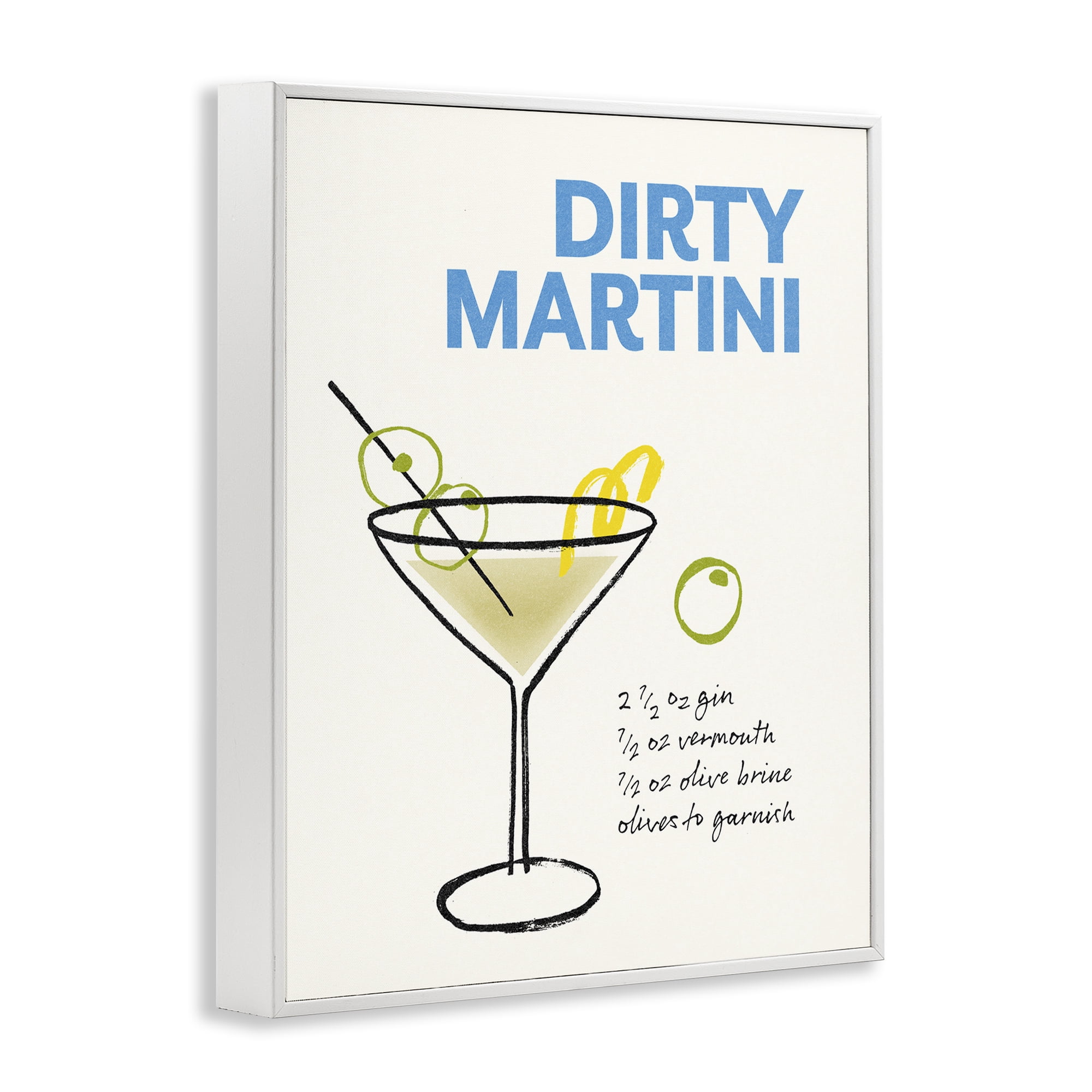 Stupell Industries Dirty Martini Recipe Food & Beverage Painting White Framed Art Print Wall Art, 16 x 20