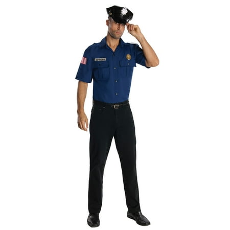 Police Officer Blue Shirt and Hat Cop Adult Unisex Costume R880769 - Standard Large