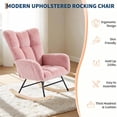 thumbnail image 5 of GARVEE Plush Teddy Upholstered Rocking Chair with High Backrest & Headrest for Nursery,Glider Rocker for Adults,Chair for Living Room Bedroom,Pink, 5 of 7