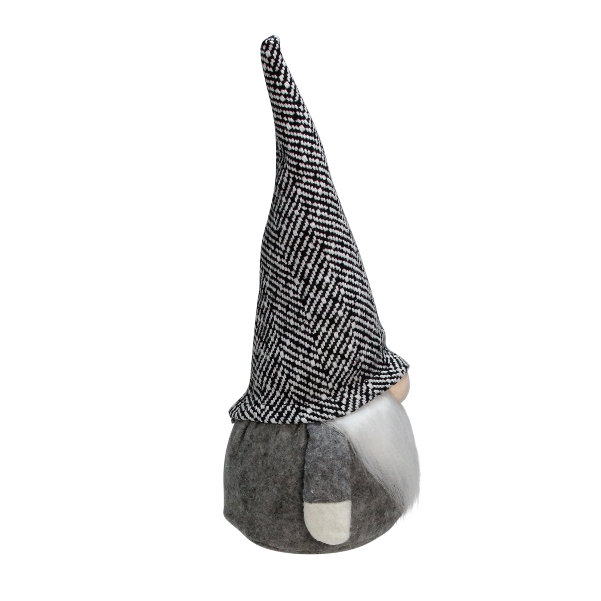 10.75" Gray and White Tweed Gnome Table Top Christmas Decoration