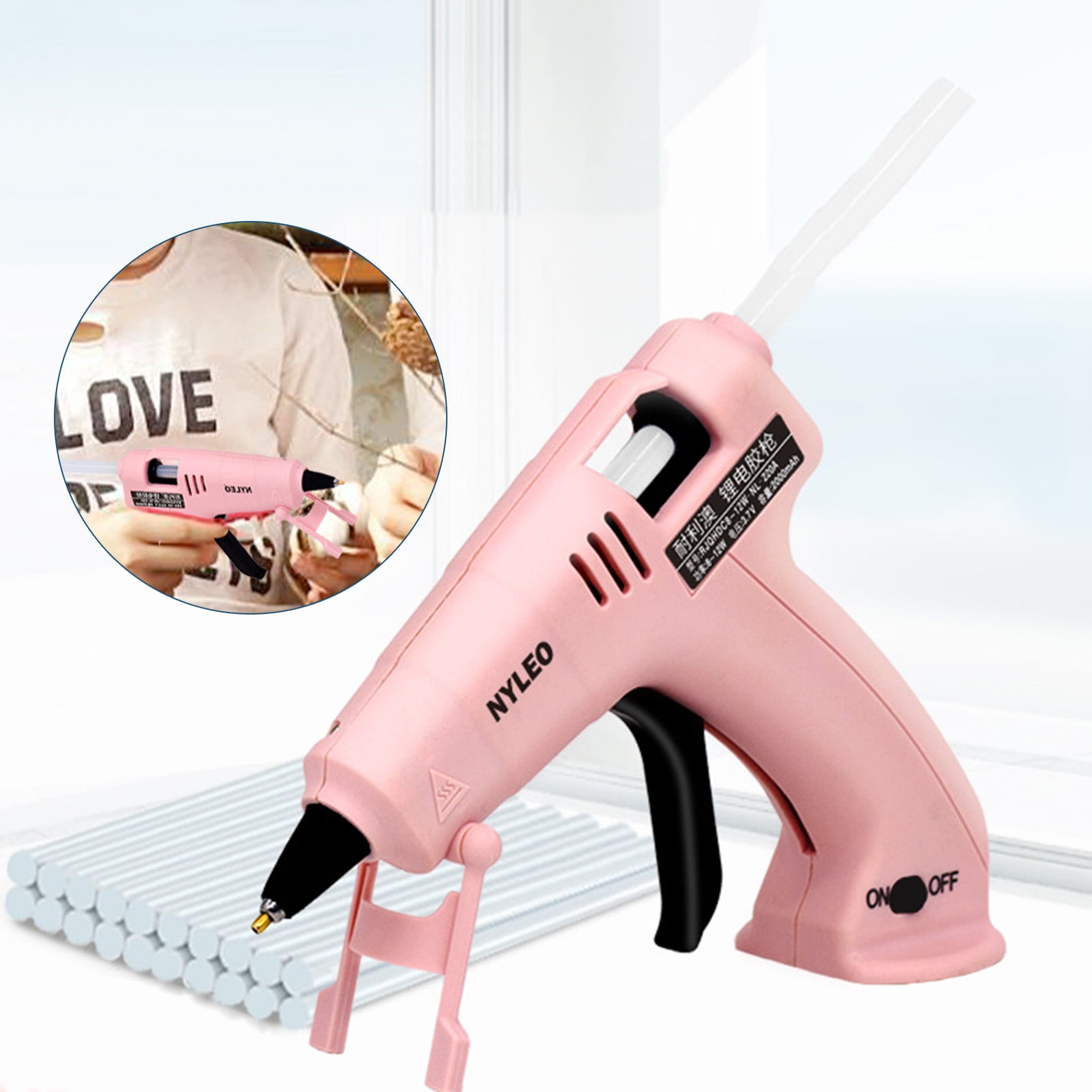 Pebbuoy Cordless Hot Melt Glue Tool with Glue Sticks USB Charging 2000mAh Rapid Heating Glue Tool Kit Child Hand Crafts Home DIY Repair Wireless Glue Tool