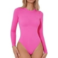 thumbnail image 1 of Body à Manches Longues Sans Couture pour Femmes Col Rond T-Shirt Basique Extensible, 1 of 6