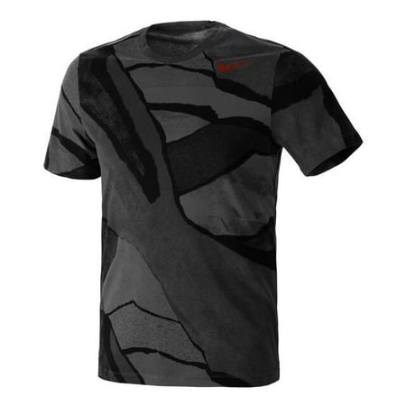 Nike GREY/BLACK Men's Dri-FIT Short Sleeve Training Cotton T-Shirt, Small