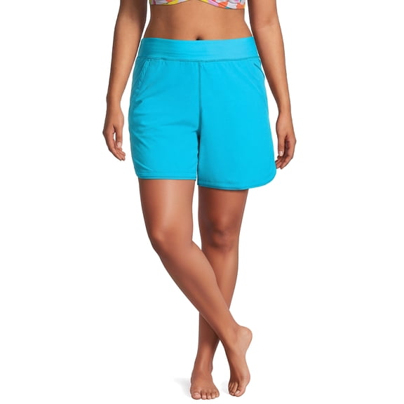 Lands' End Women's Plus Size SunShade UPF 50 5" Board Shorts with Panty