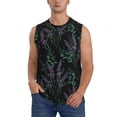 thumbnail image 2 of Lsque Lavender Flowers Print Men's Cotton Blend Sleeveless Muscle Shirts (S-3XL)- Moisture Wicking, Odor Protection, UPF 30+,X-Large, 2 of 8