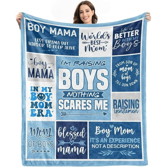 Boy Mom Gifts Blanket - Mom Birthday Gifts from Son - Christmas Mothers Day Boy Mom Gifts Ideas - World Best Mom Gifts for Boy Mama Valentines Day - Soft Flannel Blanket Gifts for Mama from Son