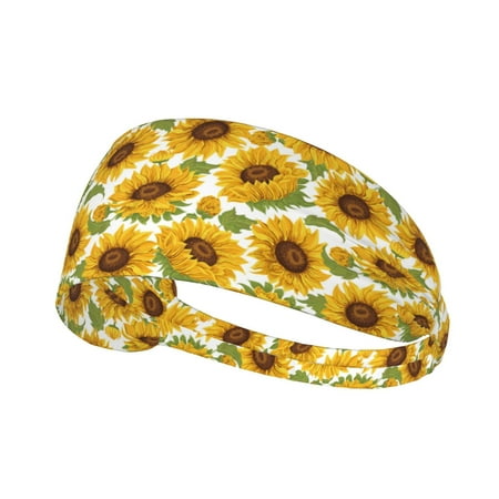 Yellow Sunflowers Headbands for Women Men Workout Elastic Sweat Band for Yoga Running Cycling Gym Exercise Non Slip Head Bands for Women s Hair