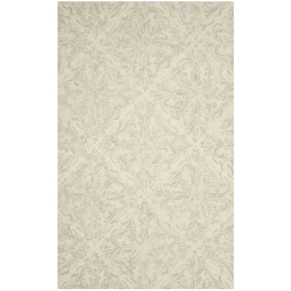 SAFAVIEH Blossom Githa Geometric Wool Area Rug, Ivory/Grey, 5' x 8'