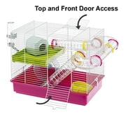 Ferplast Laura Small Hamster Cage, Fun & Interactive Cage Measures 18.11L x 11.61W x 14.8H & Includes All Accessories