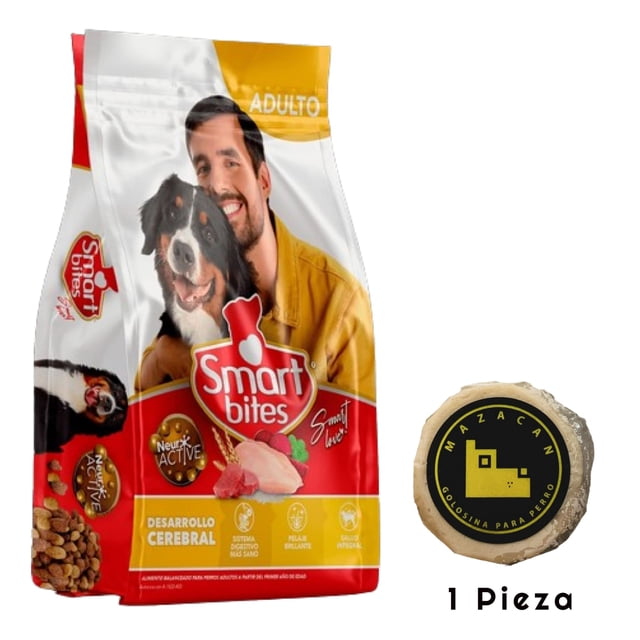 Smart Bites Adulto Mediana y Grande 25 Kg + Mazacan Para Perro 1 pza