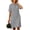 B-Gray, variant on Summer Womens Dress 100% Cotton Round Neck Pocket Zipper Collar Short Sleeve Mini Dress