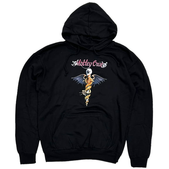 Motley Crue Men's Officially Licensed Dr. Feelgood Hoodie Sweatshirt (Medium, Black)