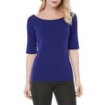 thumbnail image 1 of INSPIRE CHIC Junior's Half Sleeves Slim Fit Scoop Neck T-Shirt, 1 of 6