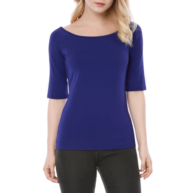 INSPIRE CHIC Junior's Half Sleeves Slim Fit Scoop Neck T-Shirt