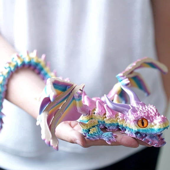22inch 3D Printed Dragon with Wing,Flexible Joint Animal lacertid Figurines, Home Office Decor,Fidget Toy for Adults Teens Boy Festival Gifts,Easter Basket Stuffers,Executive Desk Toy