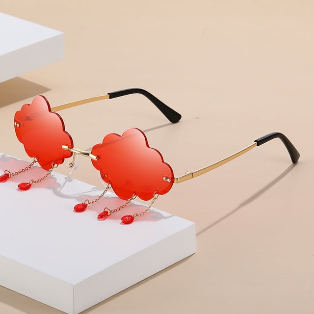Gafas de sol sin marco con forma de gota de lluvia, gafas de sol con forma de nube, gafas de sol divertidas para fiesta oceánica.