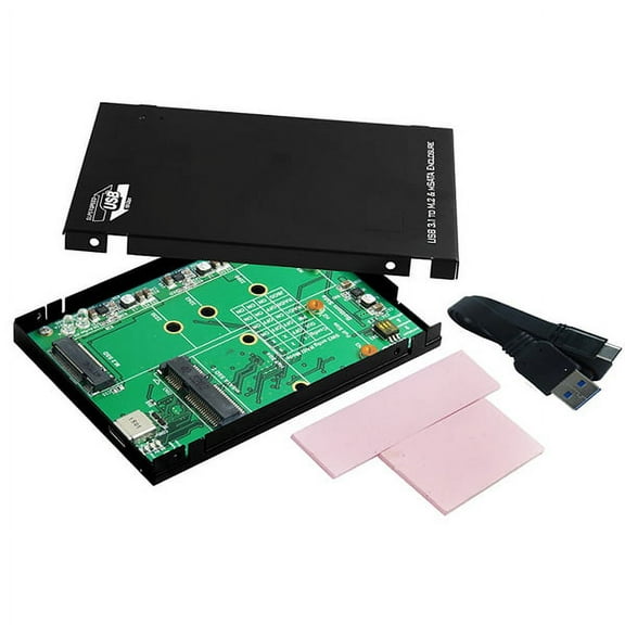 USB 3.1 C type to M.2 and mSATA 2.5 Inch SSD Enclosure - Simultaneous