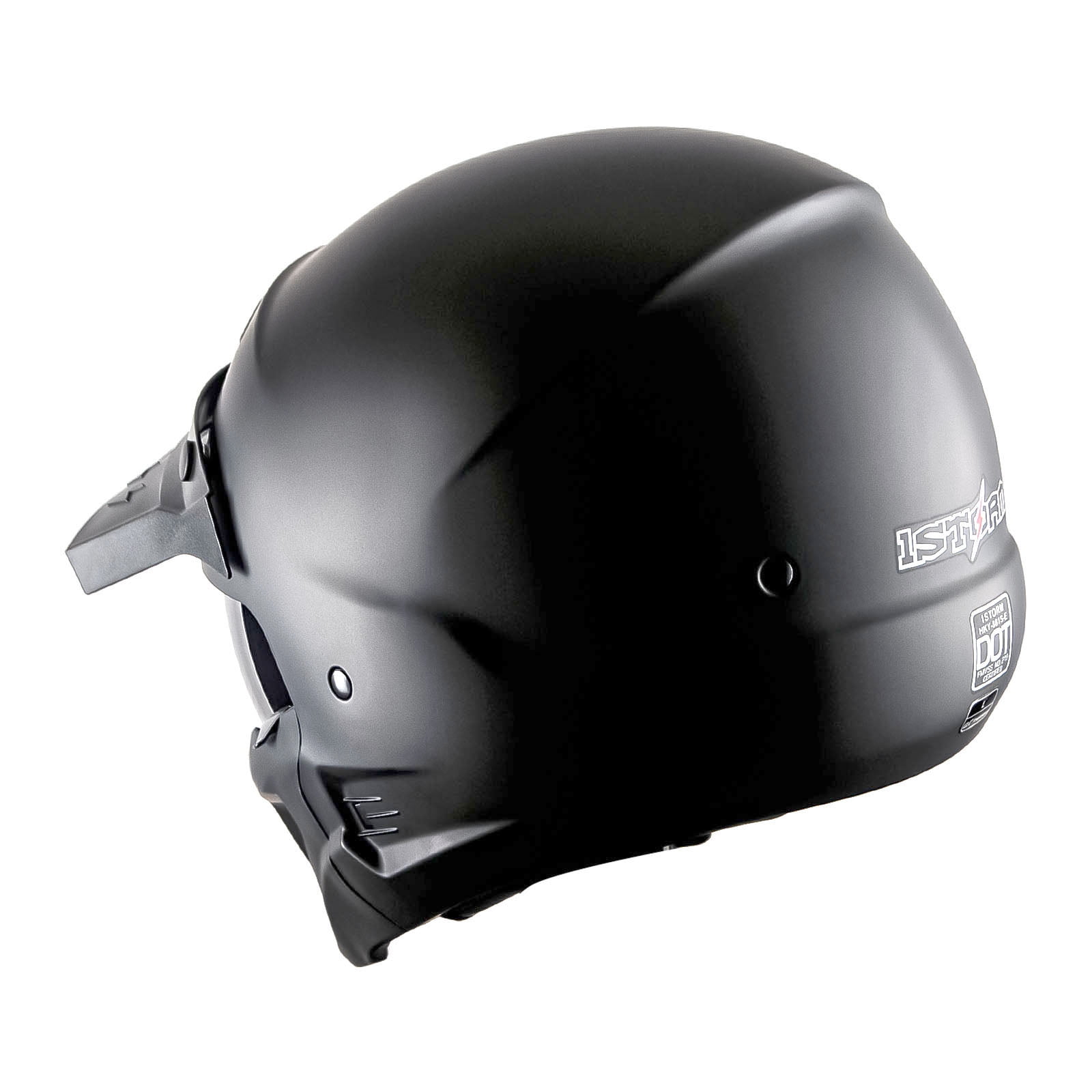 1Storm Motorcycle Full Face Helmet Open Face Helmet with Smoked Shield (Detachable Visor & Face Mask): HKY881S-E Matt Black