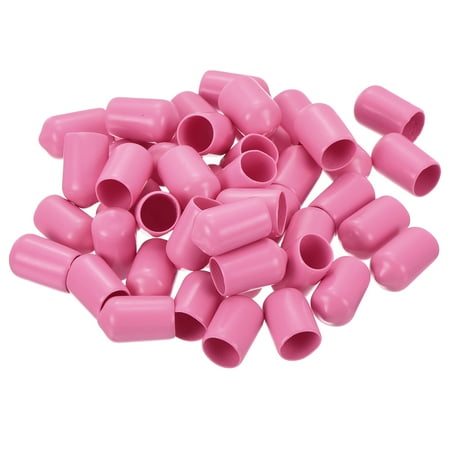 50pcs Rubber End Caps 9mm(3/8 ) ID Vinyl PVC Round Tube Bolt Cap Cover Screw Thread Protector Pink