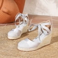 thumbnail image 5 of Pandaie Closed Toe Sandals for Women 3.35 Inch Wedge Platform Espadrilles Heels Lace up Summer Beach Dressy Walking Shoes Size 6-10, 5 of 8
