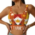 thumbnail image 1 of Balery Happy Thanksgiving Three Gnomes Sujetadores deportivos con espalda cruzada para mujer, acolchados, sin costuras, de alto impacto, ideales para yoga, gimnasio, entrenamiento y fitness.-, 1 of 8