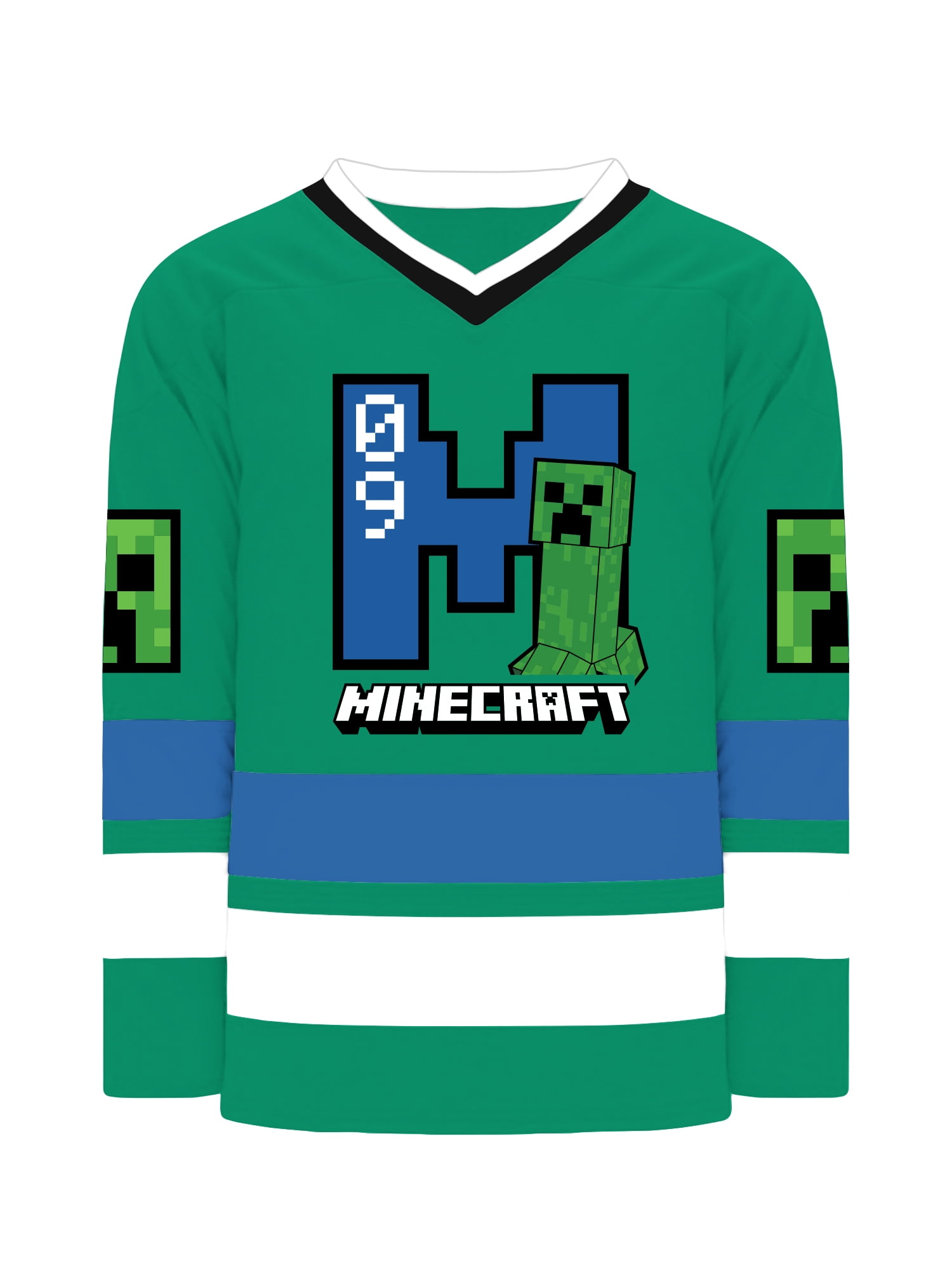 Minecraft Boys and Big Boys Game Over Creeper Graphic Hockey Jersey, Sizes 4-18