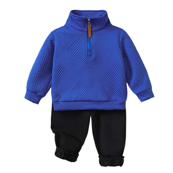 Wxolcjlv Toddler Boys Outfits Solid Casual Long Sleeve Stand-Up Collar Hoodie With Side Pockets And Jogger Pants Two Piece Set Kids Boys Girls Daily Wear Autumn Winter Outfits,2 -3 Years