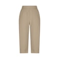 thumbnail image 5 of Petite Capri Pants for Women High Waist Pull on Workout Yoga Pants with Pockets Tummy Control Leggings Crop Straight Athletic Trouser Beige XL, 5 of 8