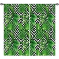 thumbnail image 2 of Green Leaf Curtains Rod Pocket Blackout Room Darkening Curtains with Banana Leaf Palm Leaf Lattice Print Pattern Tropical Theme Window Drapes for Kitchen Bedroom Bathroom 2 Panels 26 x 36 Inch, 2 of 5