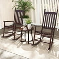 thumbnail image 5 of Costway Outdoor Wooden Rocking Chair with Solid Rocking Base Slatted Seat & Back Patio Brown, 5 of 9