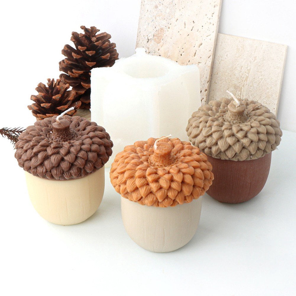 Slccxzc Pine Cone Candle Mold, Big Acorn Silicone Candle Mold Scented Christmas Candle Mould DIY Pinecone Plaster Soap Ornament Mold for Home Decoration